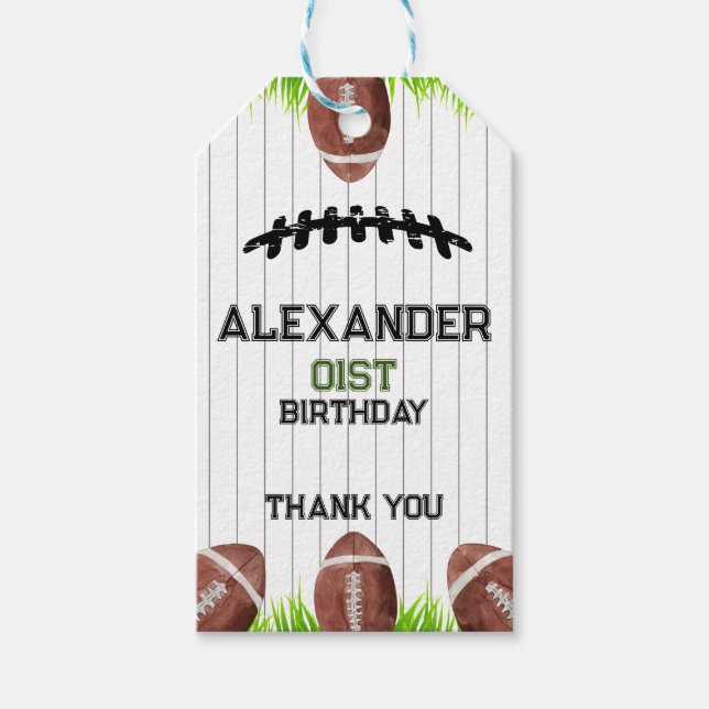 Football Pattern birthday Gift Tags (Front)