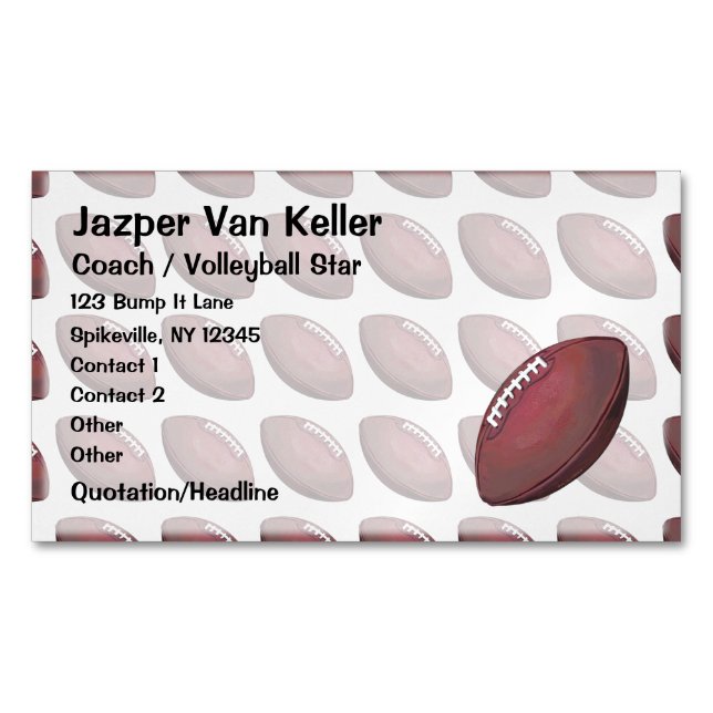 Football Pattern Business Card Magnet (Front)