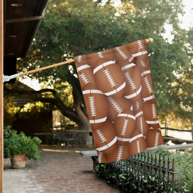 Football Pattern House Flag (In SItu)