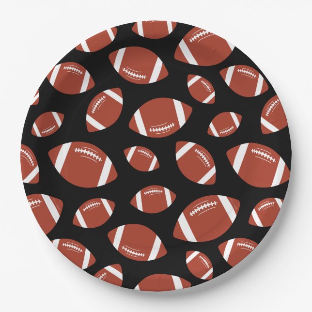 Football Pattern Paper Plates (Front)