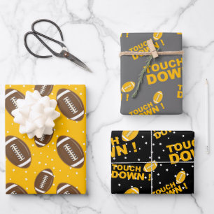 Football Pattern Wrapping Paper Sheets