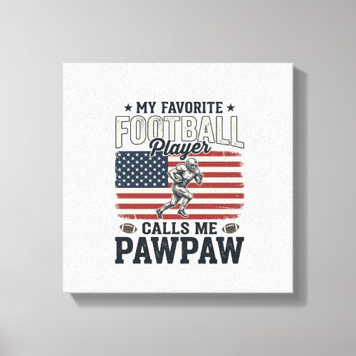 Football Pawpaw Vintage American Flag Shirt Design Canvas Print
