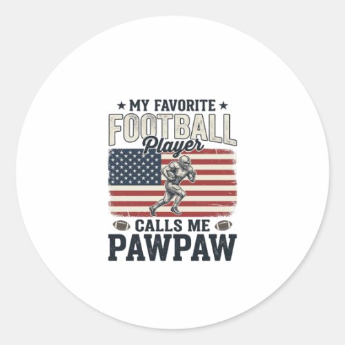 Football Pawpaw Vintage American Flag Shirt Design Classic Round Sticker