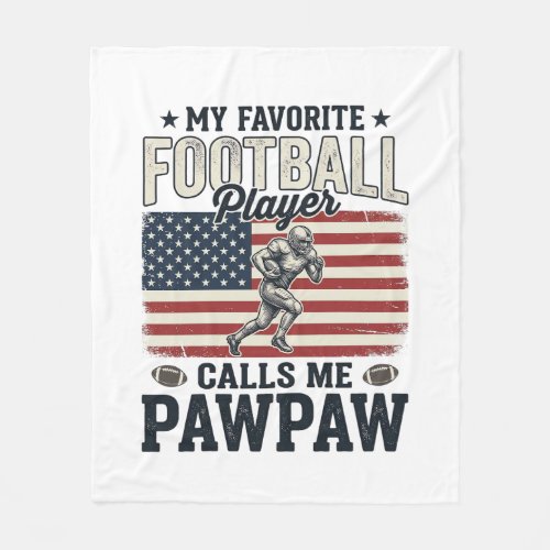 Football Pawpaw Vintage American Flag Shirt Design Fleece Blanket
