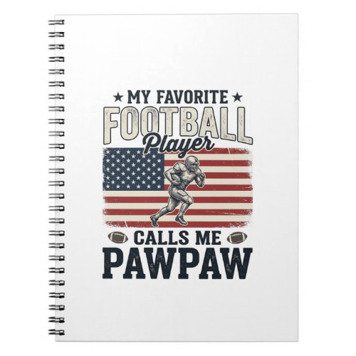 Football Pawpaw Vintage American Flag Shirt Design Notebook