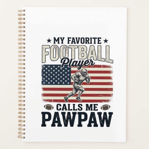 Football Pawpaw Vintage American Flag Shirt Design Planner