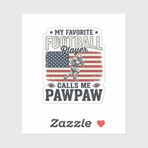 Football Pawpaw Vintage American Flag Shirt Design Sticker