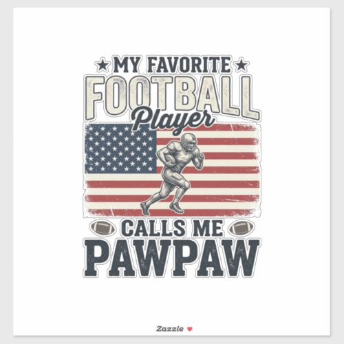 Football Pawpaw Vintage American Flag Shirt Design Sticker
