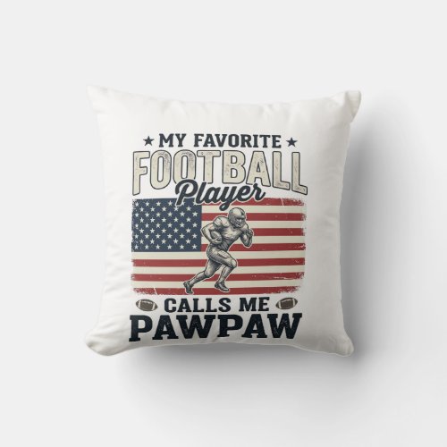 Football Pawpaw Vintage American Flag Shirt Design Throw Pillow
