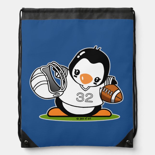 Football Penguin Drawstring Bag (Front)