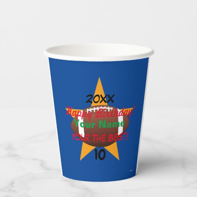 Football Personalized Birthday Paper Cups HAMbWG (Back)