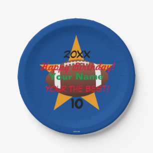 Football Personalized Birthday Paper Plates HAMbWG