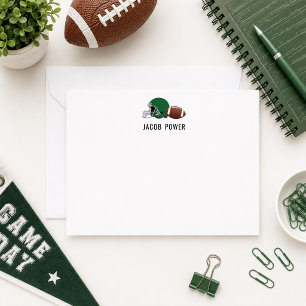 Football Personalized Monogram Initals Note Card