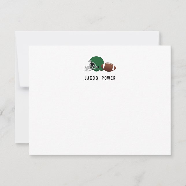 Football Personalized Monogram Initals Note Card (Front)