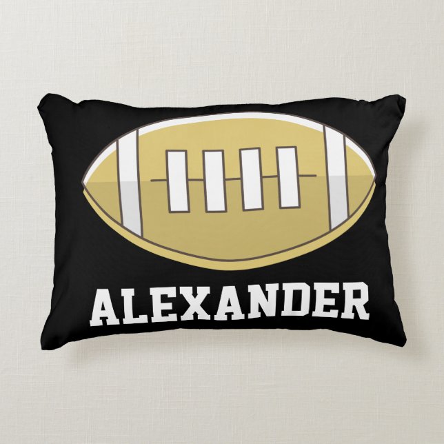 Football Personalized Monogram name Accent Pillow (Front)