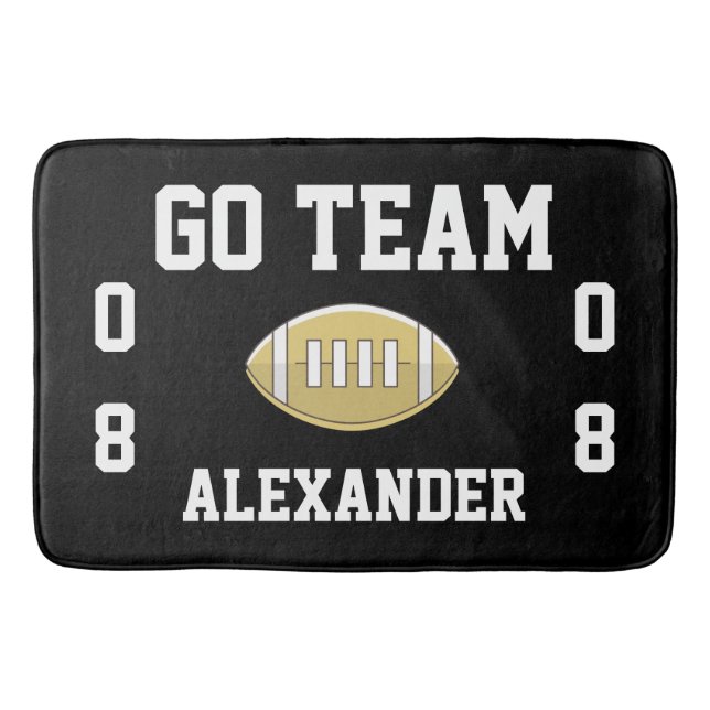 Football Personalized Monogram name Go Team Bath Mat (Front)