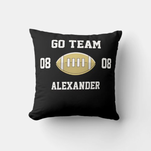 Football Personalized Monogram name Go Team Throw Pillow