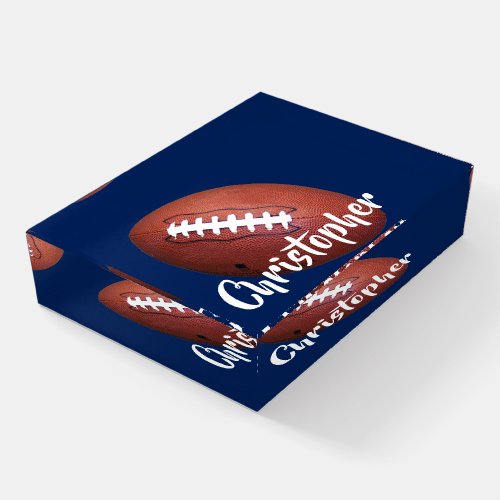 Football Personalized Name Glass Paperweight