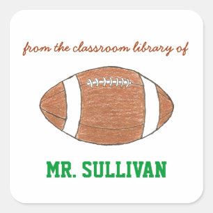 Football personalized teacher bookplate