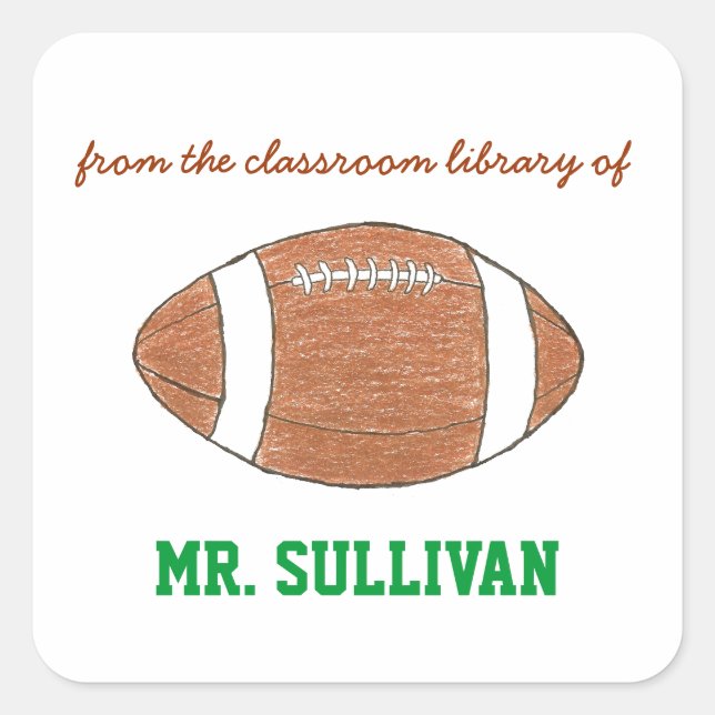 Football personalized teacher bookplate (Front)