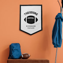 Football personalized team name black and white pennant
