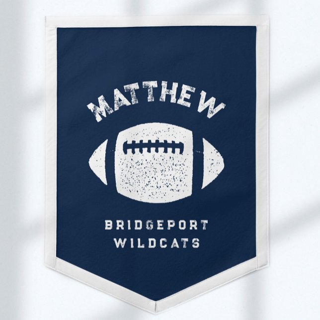 Football personalized team name navy blue sport pennant (Creator Uploaded)