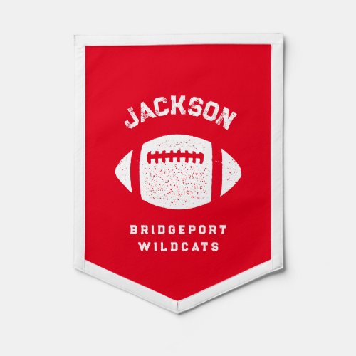 Football personalized team name red white pennant