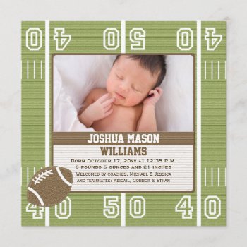 Football Photo Birth Announcement Cards by OccasionInvitations at Zazzle