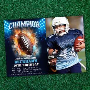 Football Photo Birthday Invitation