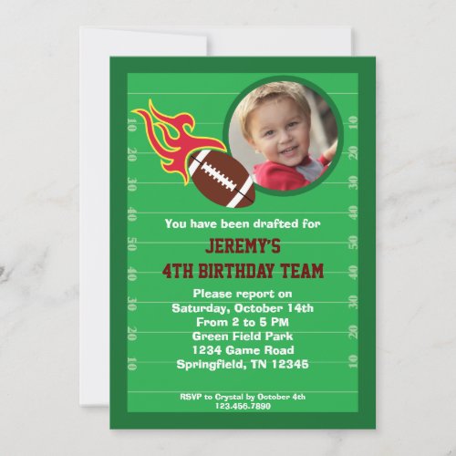 Football Photo Birthday Party Invitation