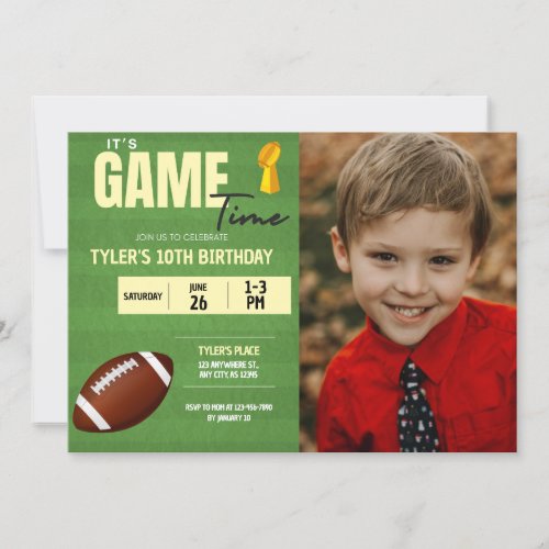 Football Photo Birthday Party Invitation