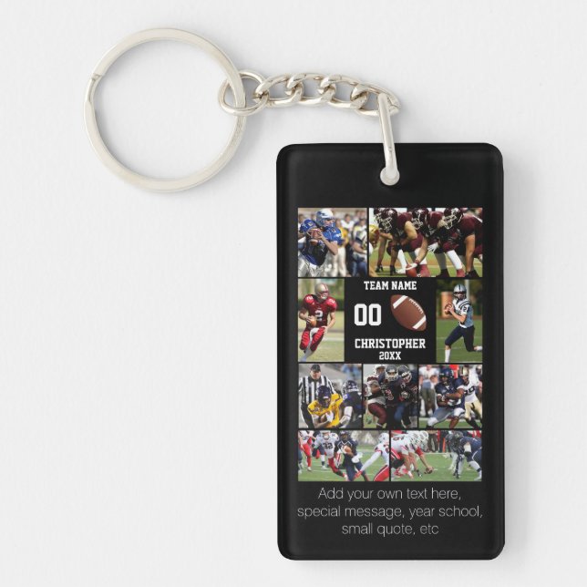 Football photo collage keychain (Front)