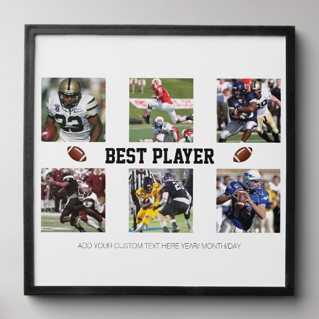 Football photo collage template Photo Block Peel And Stick Photo Tile (Front Set)