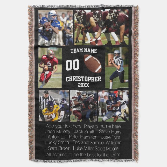 Football photo collage throw blanket (Front Vertical)