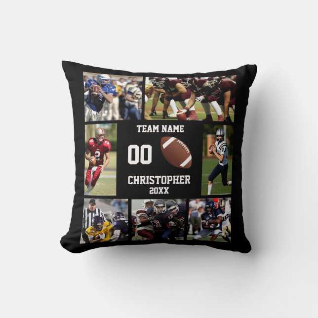 Football photo collage throw pillow (Front)