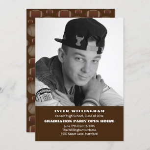 Football Photo Graduation Party Announcement