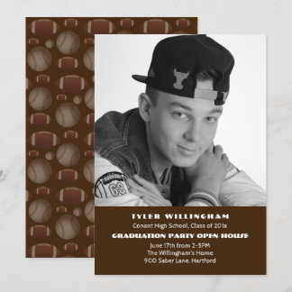 Football Photo Graduation Party Announcement
