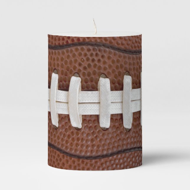 Football Photo Image Pillar Candle (Front)