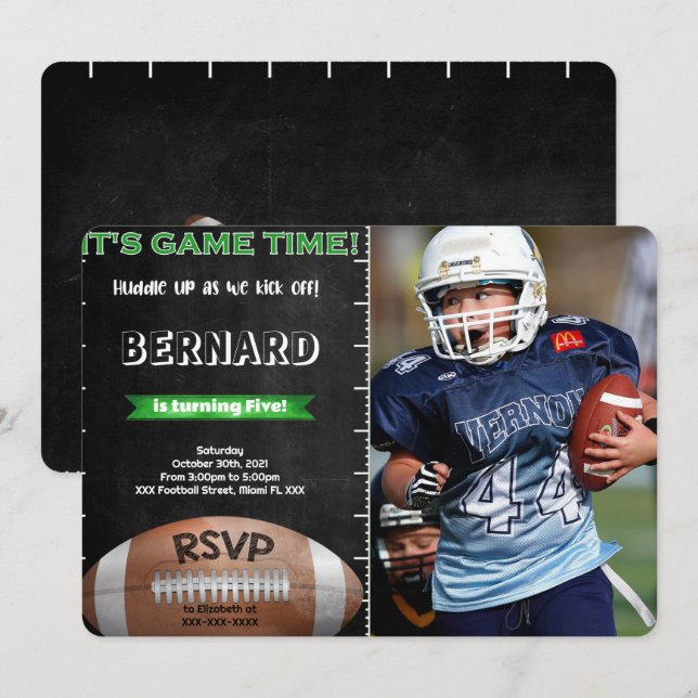 Football Photo Invitation (Front/Back)