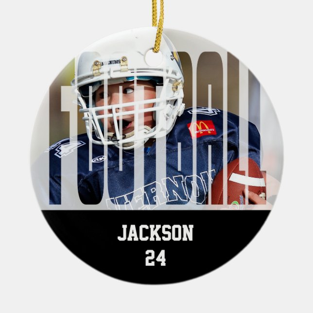 Football Photo Keepsake Ceramic Ornament (Front)