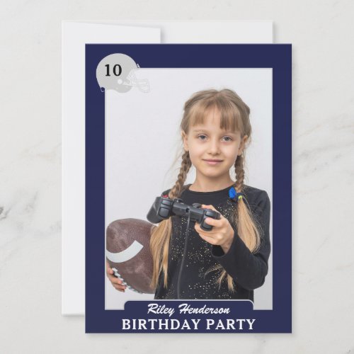 Football Photo Trading Card Birthday Party Invites