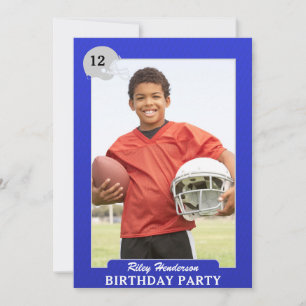 Football Photo Trading Card Birthday Party Invites