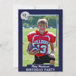 Football Photo Trading Card Birthday Party Invites