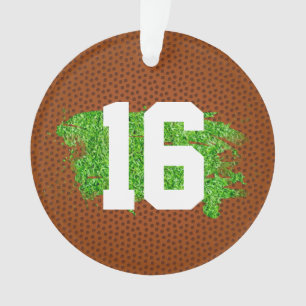 Football Pigskin Laces Turf NUMBER Sports Decor Ornament