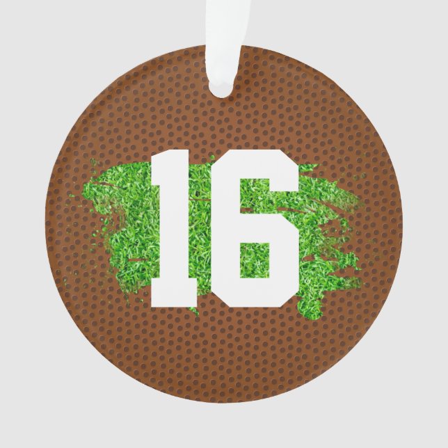 Football Pigskin Laces Turf NUMBER Sports Decor Ornament (Front)