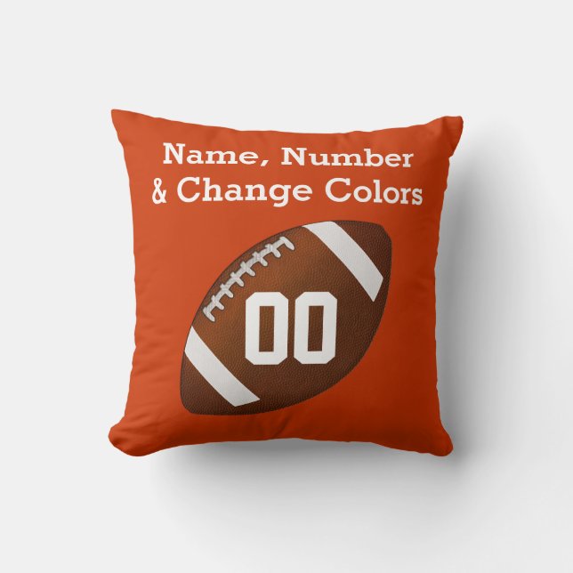 Football Pillows Your NAME, NUMBER and COLORS (Front)