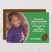 Football Pink Girl Birthday Party PHOTO Invitation (Front/Back)