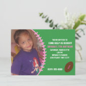 Football Pink Girl Birthday Party PHOTO Invitation (Standing Front)