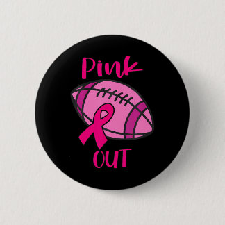 Football Pink Out Pink Ribbon Breast Cancer Button