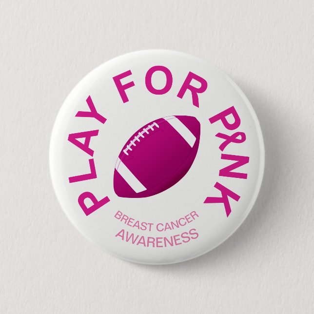 Football Play for Breast Cancer Awareness Button (Front)